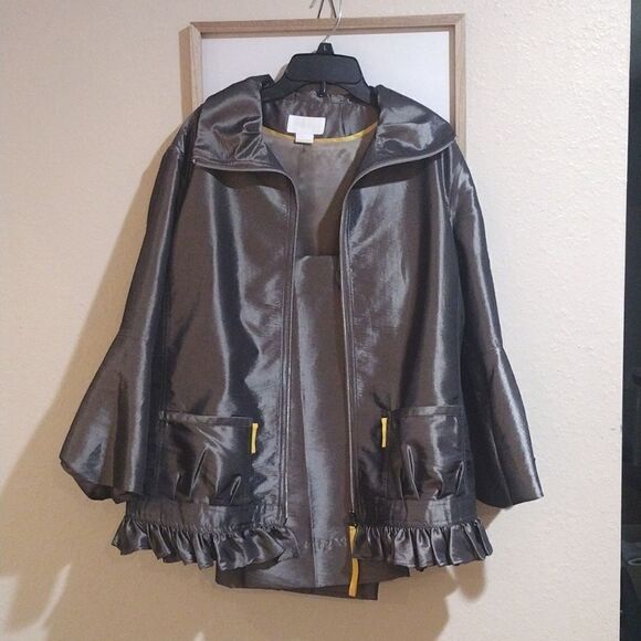 Two Piece Debra Deroo Women's Size Small Gray Suit, Metallic Jacket and Pants - Picture 1 of 12
